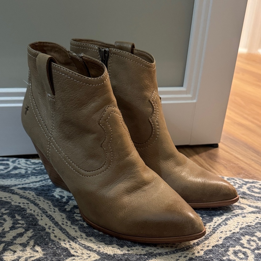 Frye Tan Leather Ankle Boots